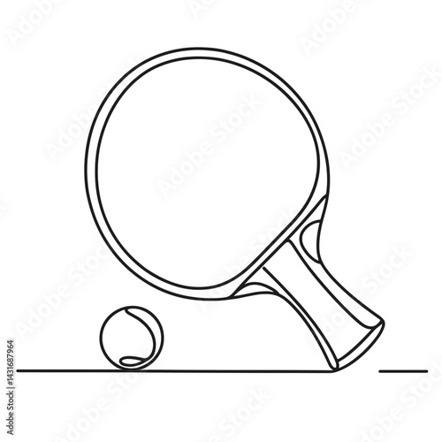 Minimalist ping pong paddle and ball illustration  
