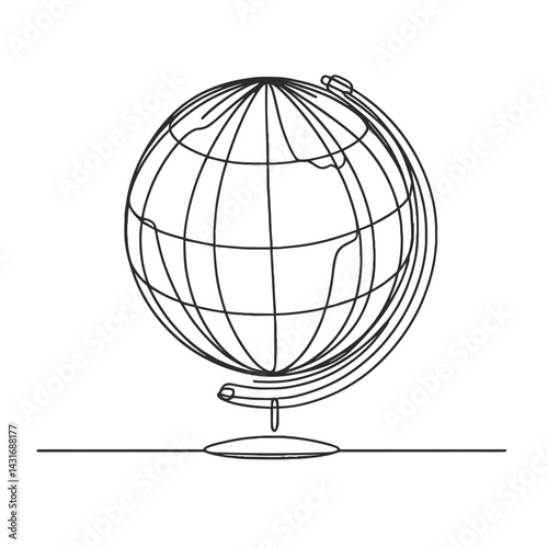 Outline globe illustration on minimalist background  
