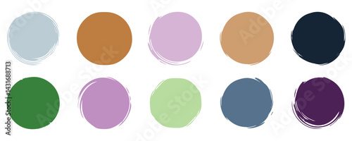 Circles, grunge sale sticker graffiti detail trace dirty texture, colorful vector grunge circle collection. brush circle shape sticker,