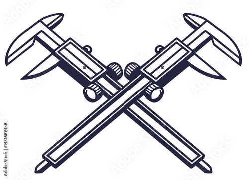 Calliper or caliper. Measuring tools. Universal tool designed for high-precision measurements of external and internal dimensions. Vector illustration isolated on white background.