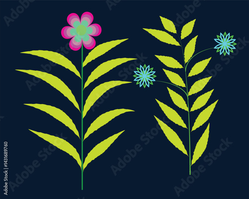 Flower and Leaf Vector Icons