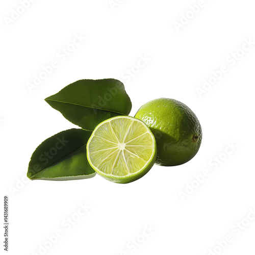 Obraz na płótnie limon with slices lime with leaves
