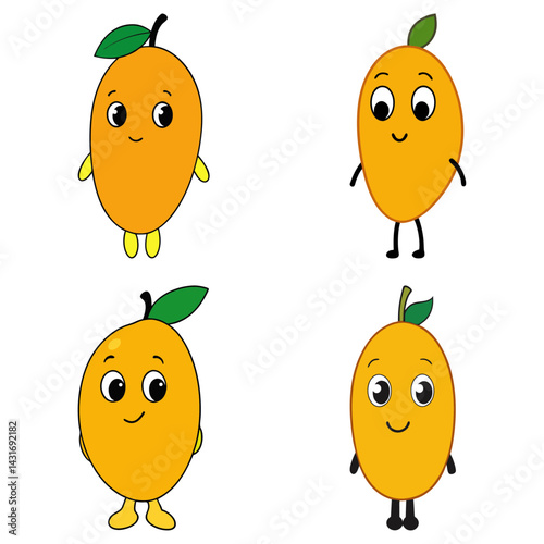 Cute tommy atkins mango cartoon vector