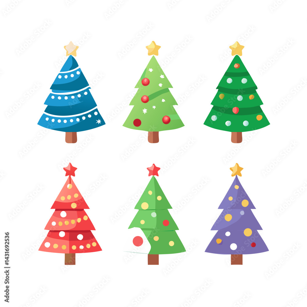 Obraz premium Christmas Tree Vector Bundle Seasonal Decorative Elements for Creative Winter Projects
