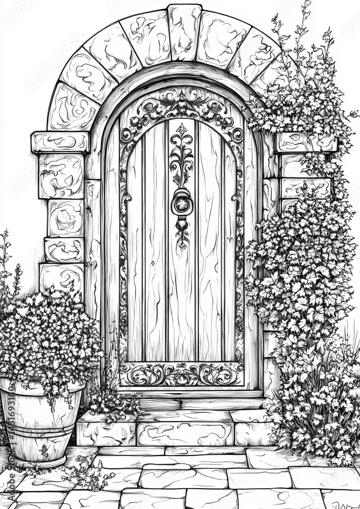 Fototapeta premium Windows To Another World Coloring Pages
