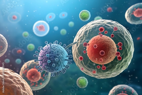 3d illustration of Single Cell Analysis, stem cells  background biology science research medical microscopic structure molecular technology