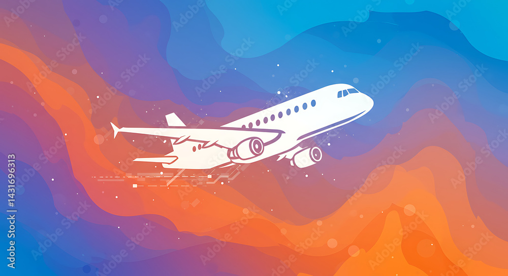 Fototapeta premium Vector, illustration, flight, plane, transportation, airport