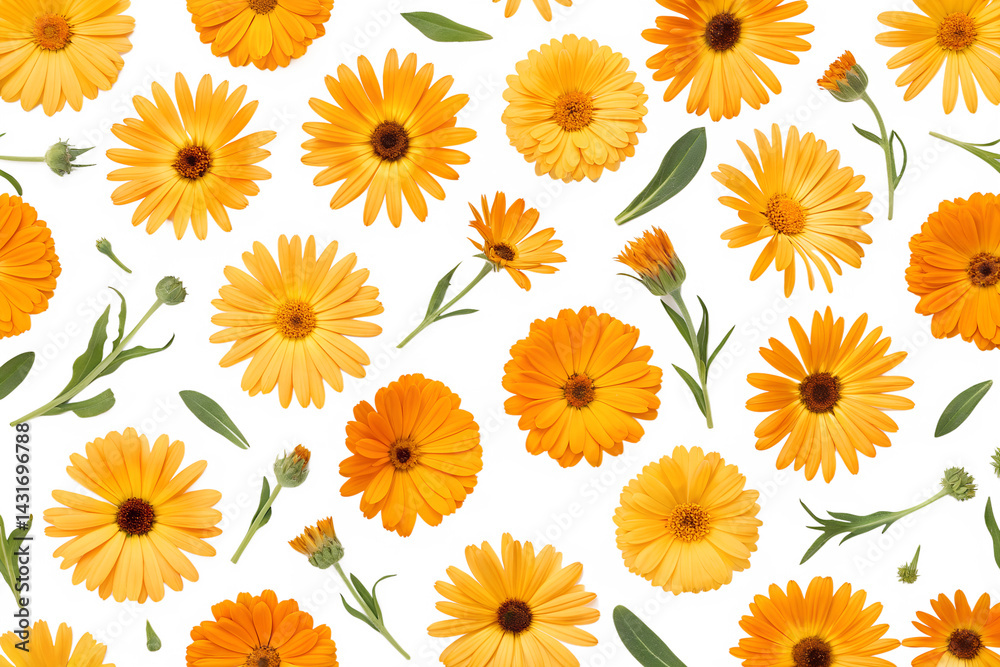 seamless background with calendula flowers seamless background with calendula flowers