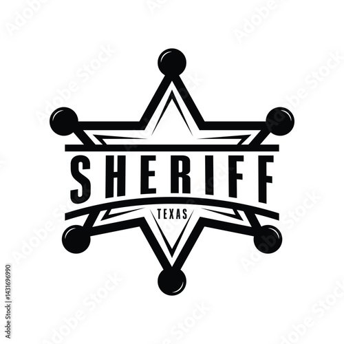 sheriff badge of texas logo design vintage style