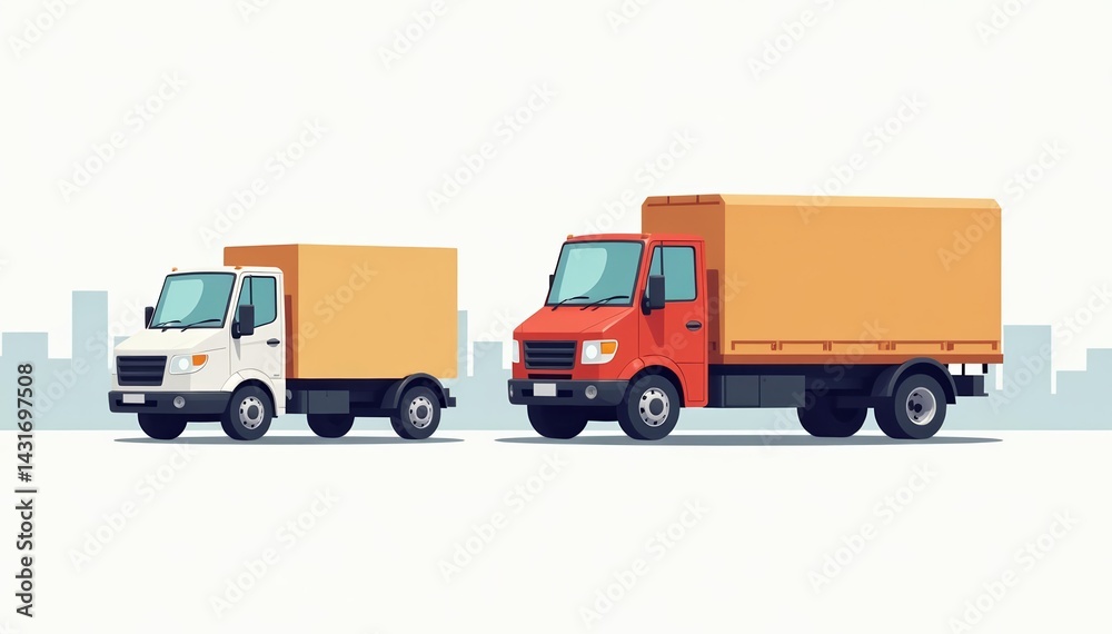 Simple flat design vector of van truck and lorry icons with white background, transport, symbol, vehicle Simple flat design vector of van truck and lorry icons with white background, transport, symbol, vehicle