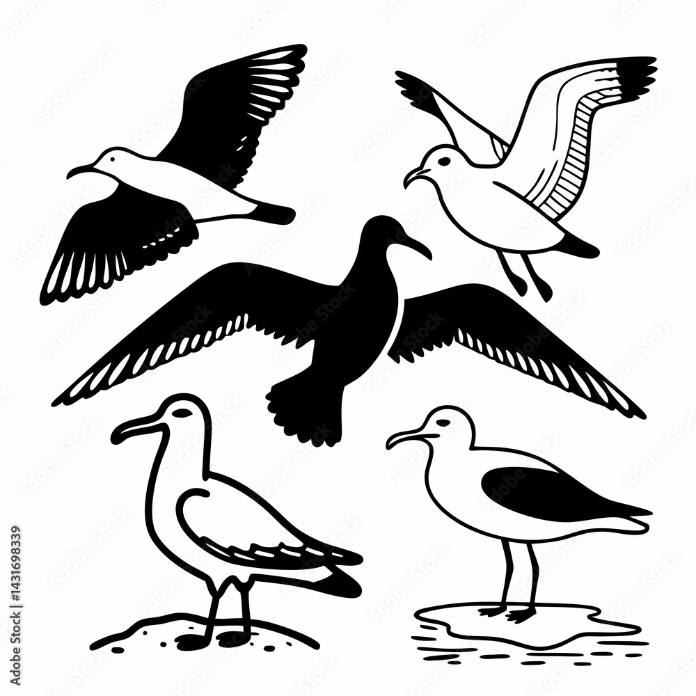 Obraz premium vector illustration of a seagull