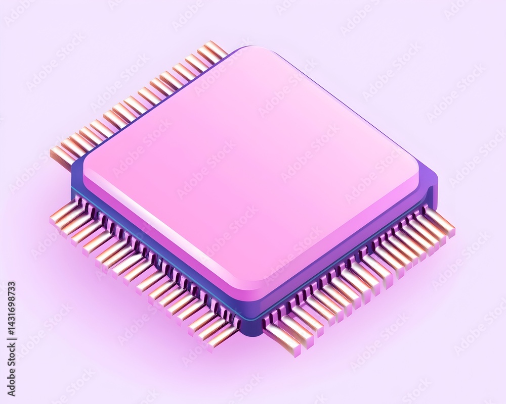 Pink and purple computer processor