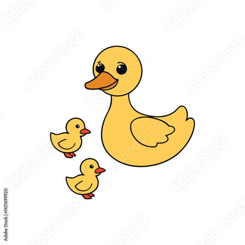 mother and baby ducks vector