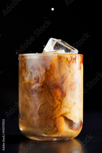 Coffee Splashing into a Glass on a Black Background