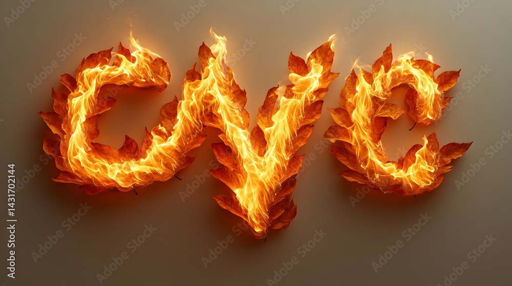 Fototapeta premium Fiery autumn leaves forming letters