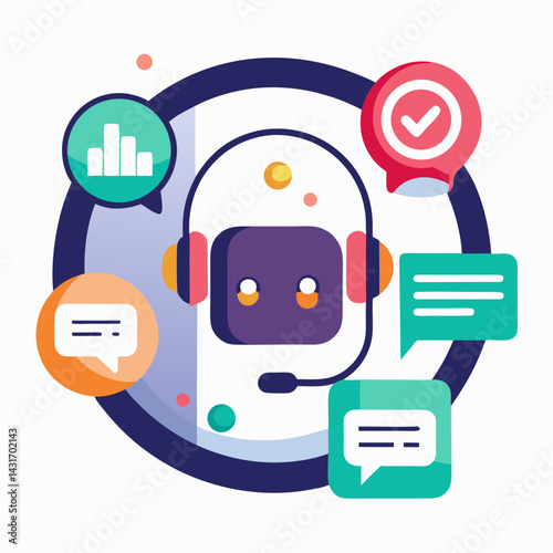 Flat Vector Illustration Of A Modern Chatbot Providing Customer Service Solutions Online