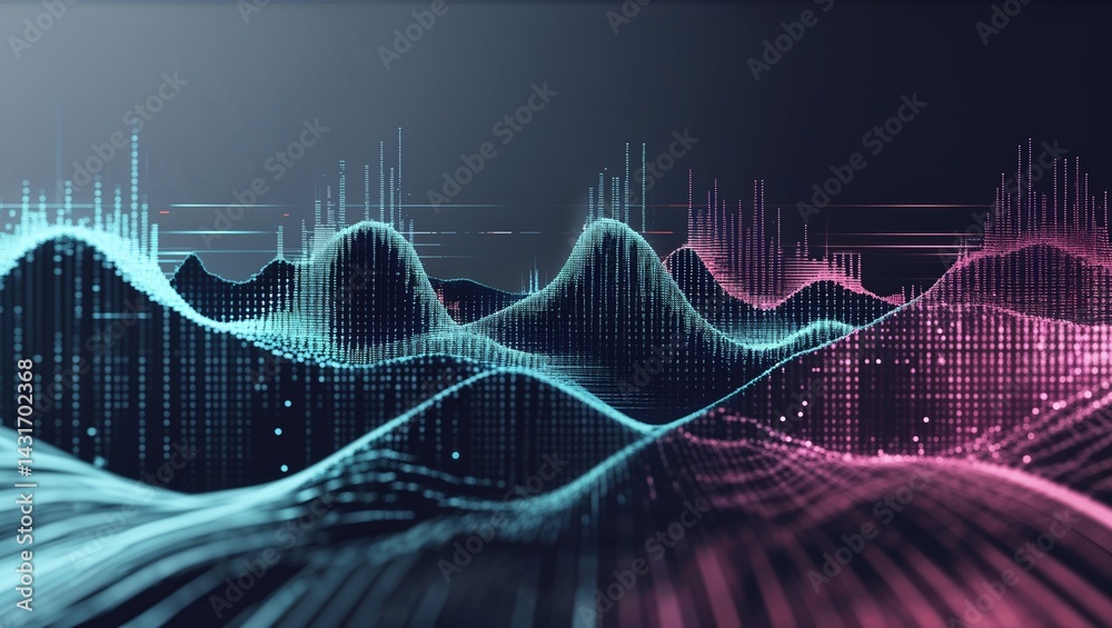 Naklejka premium Abstract Glitchy Data Streams with Digital Grain and Sharp Edges