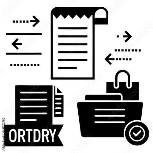 Document Management Workflow Showing Inbound Outbound Data Flow And Completed File Organization