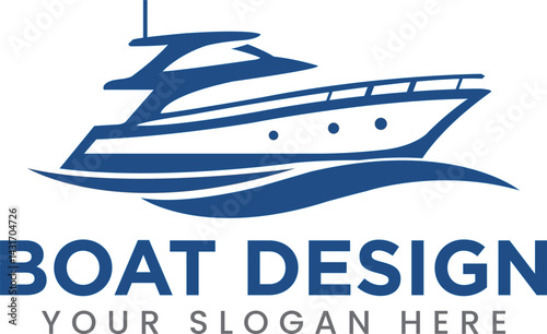 Center Console Boat logo. Unique and fresh Center console boat with Water splash in it. Great to use as your boat company logo