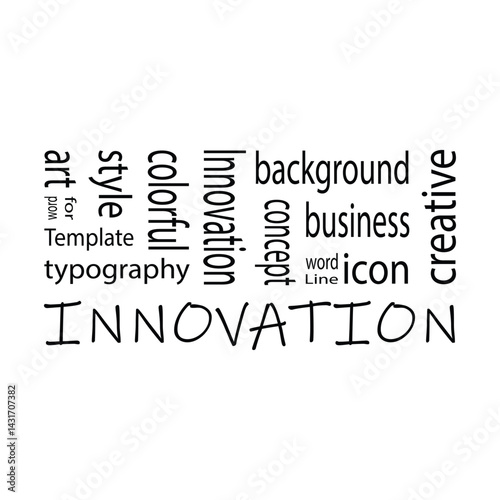   Word Cloud with INNOVATION background design.
