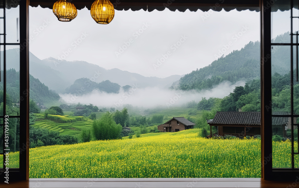 Fototapeta premium Poetic dwelling in pastoral scenery