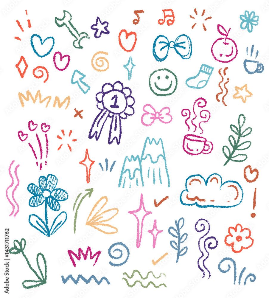 Drawing doodles with different colored crayons. Drawing doodles with different colored crayons.