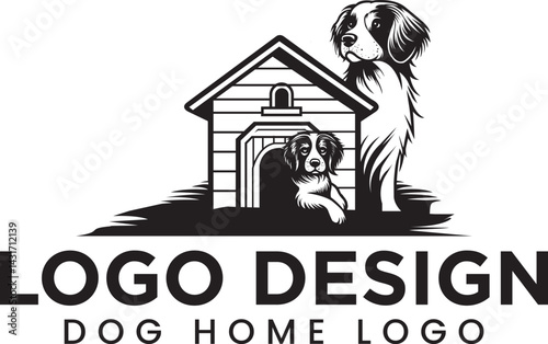 dog cat pet house home logo vector icon illustration