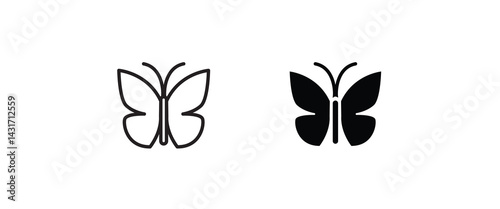 butterfly icon button, vector, sign, symbol, logo, illustration, editable stroke, flat design style isolated on white linear pictogram