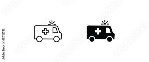 Hospital ambulance icons button, vector, sign, symbol, logo, illustration, editable stroke, flat design style isolated on white linear pictogram