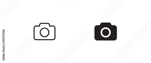 Camera icon set, photo camera snapshot photography. Instant icon symbol logo illustration,editable stroke, flat and line outline design style isolated on white