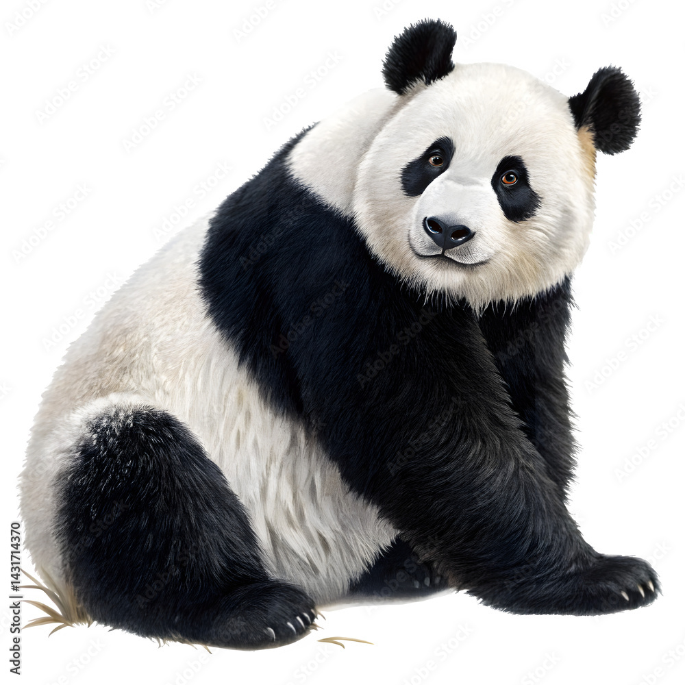 Adorable Giant Panda Sitting and Looking Adorable Giant Panda Sitting and Looking