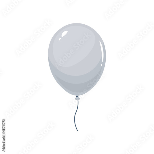 Holiday white balloon in flat design. Birthday event helium decoration. Vector illustration isolated.