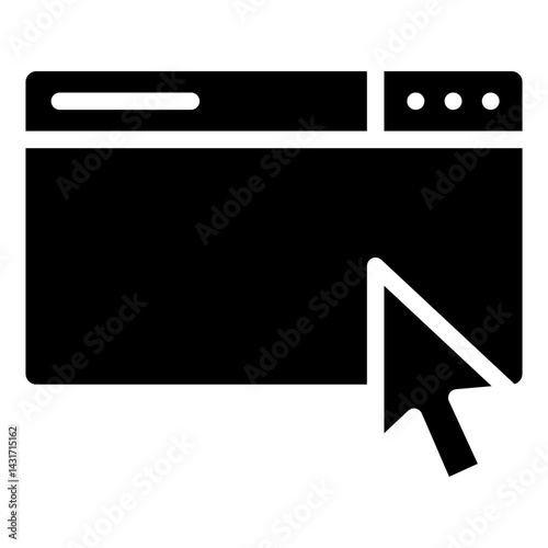 accessible, Web browser with a cursor glyph black icon