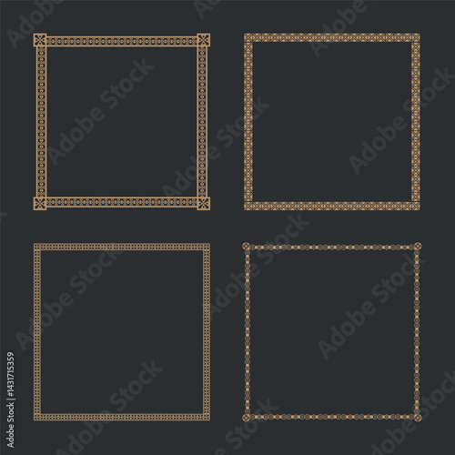 Set of square frame and border template design