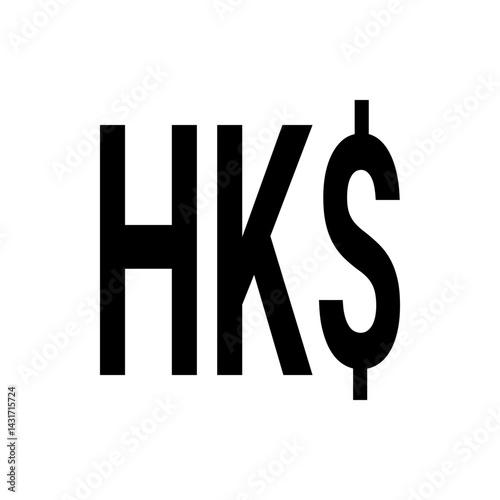 Illustration of the hong kong dollar currency symbol in bold black font on a white background plain design