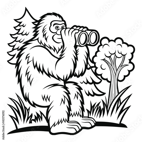 bigfoot with binoculars bird watching  nature nerd