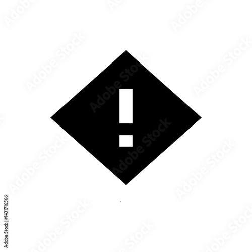 Black diamond shape with a white exclamation point inside indicating a warning or important information