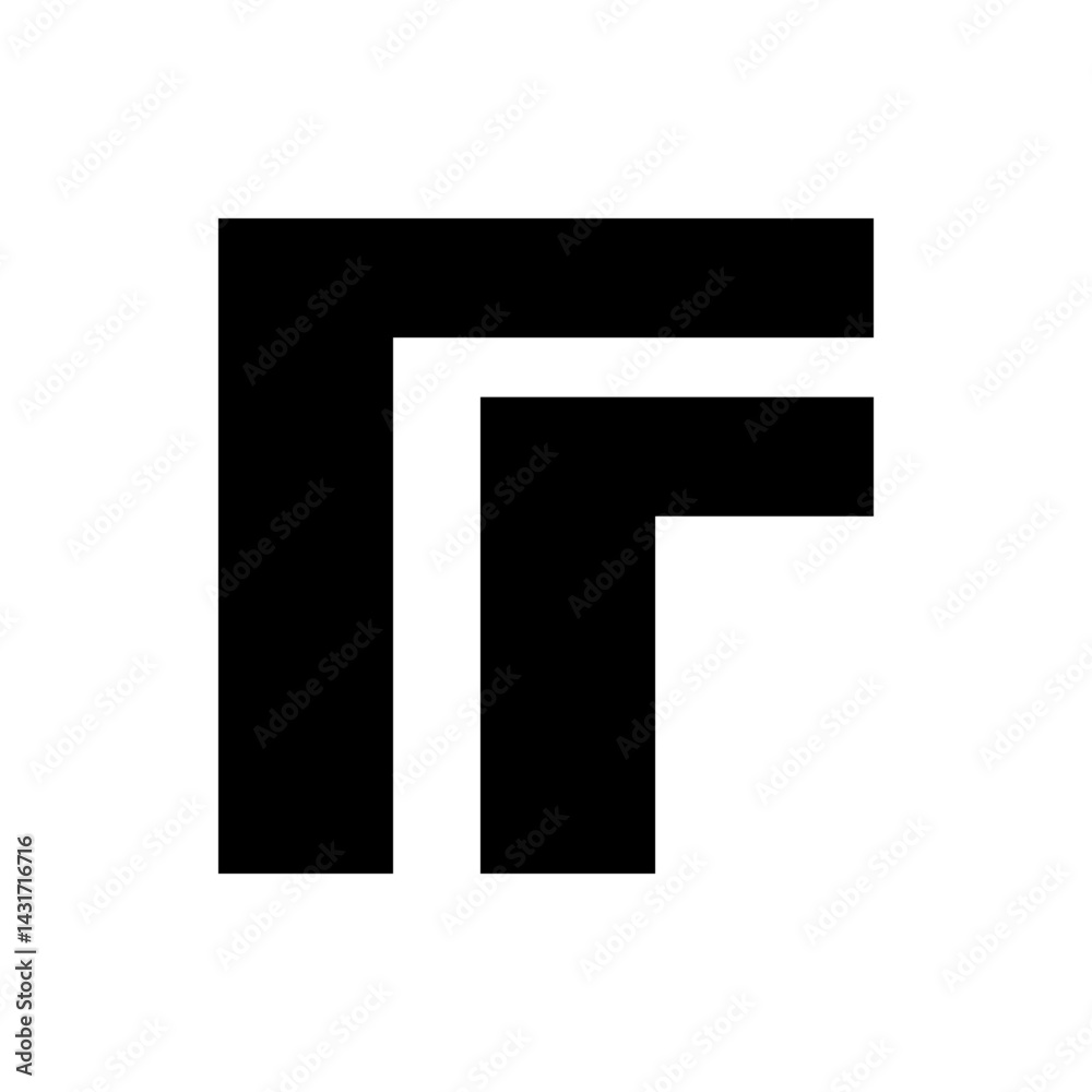 Abstract black geometric shape resembling a stylized letter f on a white background minimal design art Abstract black geometric shape resembling a stylized letter f on a white background minimal design art