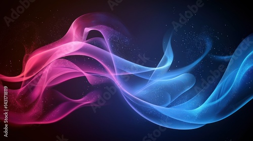 Abstract Dynamic Flow: Blue and Pink Energetic Waves