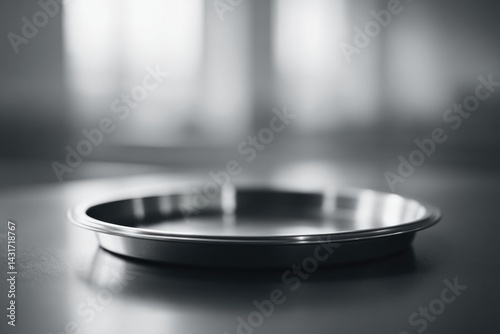 sparse metal tray with meager prison food sits alone untouched and cold emphasizing hardship and restraint