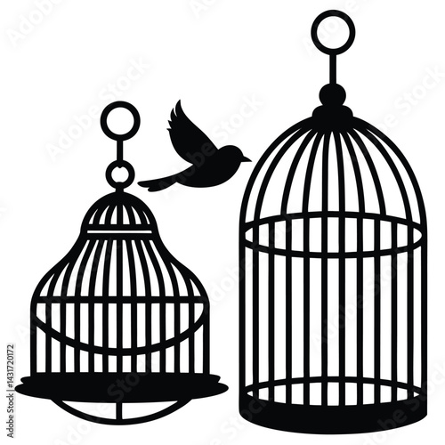 vector illustration of a bird in cage
