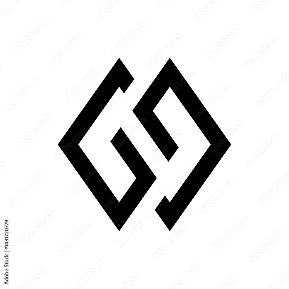 Abstract interlocking shapes forming a symmetrical design with bold lines on a white background visually striking Abstract interlocking shapes forming a symmetrical design with bold lines on a white background visually striking