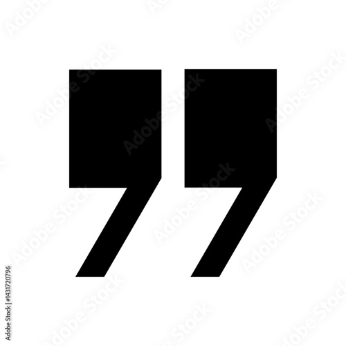 Illustration of two black quotation marks side by side on a white background representing direct speech