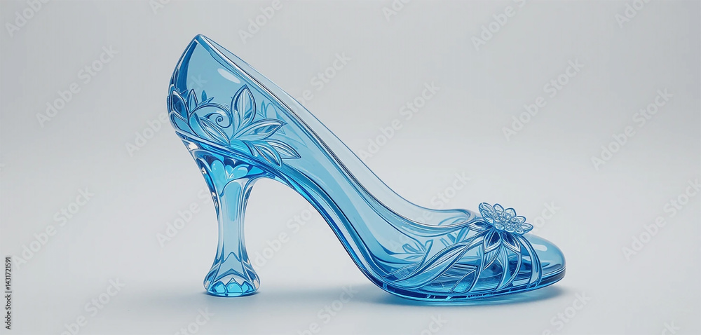 Elegant Blue Glass High Heel Shoe Floral Design Fashion Accessory Footwear Glass Shoe Elegant Blue Glass High Heel Shoe Floral Design Fashion Accessory Footwear Glass Shoe