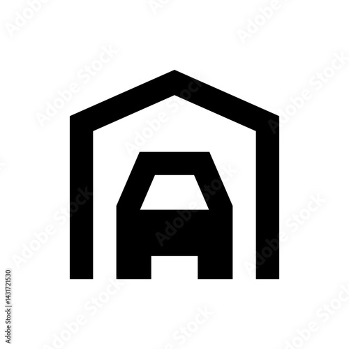 Black and white abstract logo featuring a stylized letter a within a house shaped outline design element