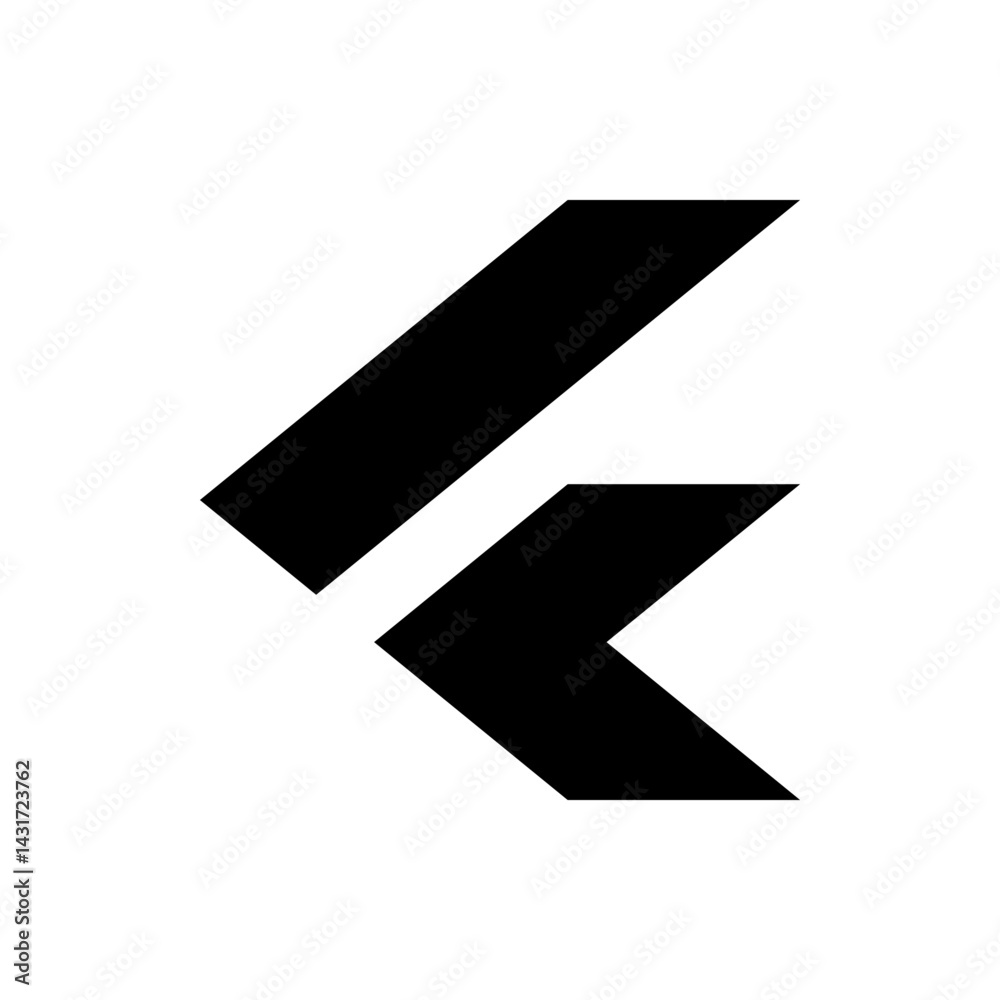 Black angular arrow shapes pointing left with a diagonal line above on a white background image design Black angular arrow shapes pointing left with a diagonal line above on a white background image design