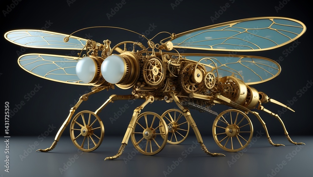 Fototapeta premium Steampunk Dragonfly A Mechanical Insect Masterpiece