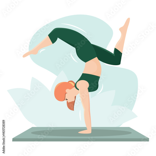 Handstand yoga scorpion pose. Vector