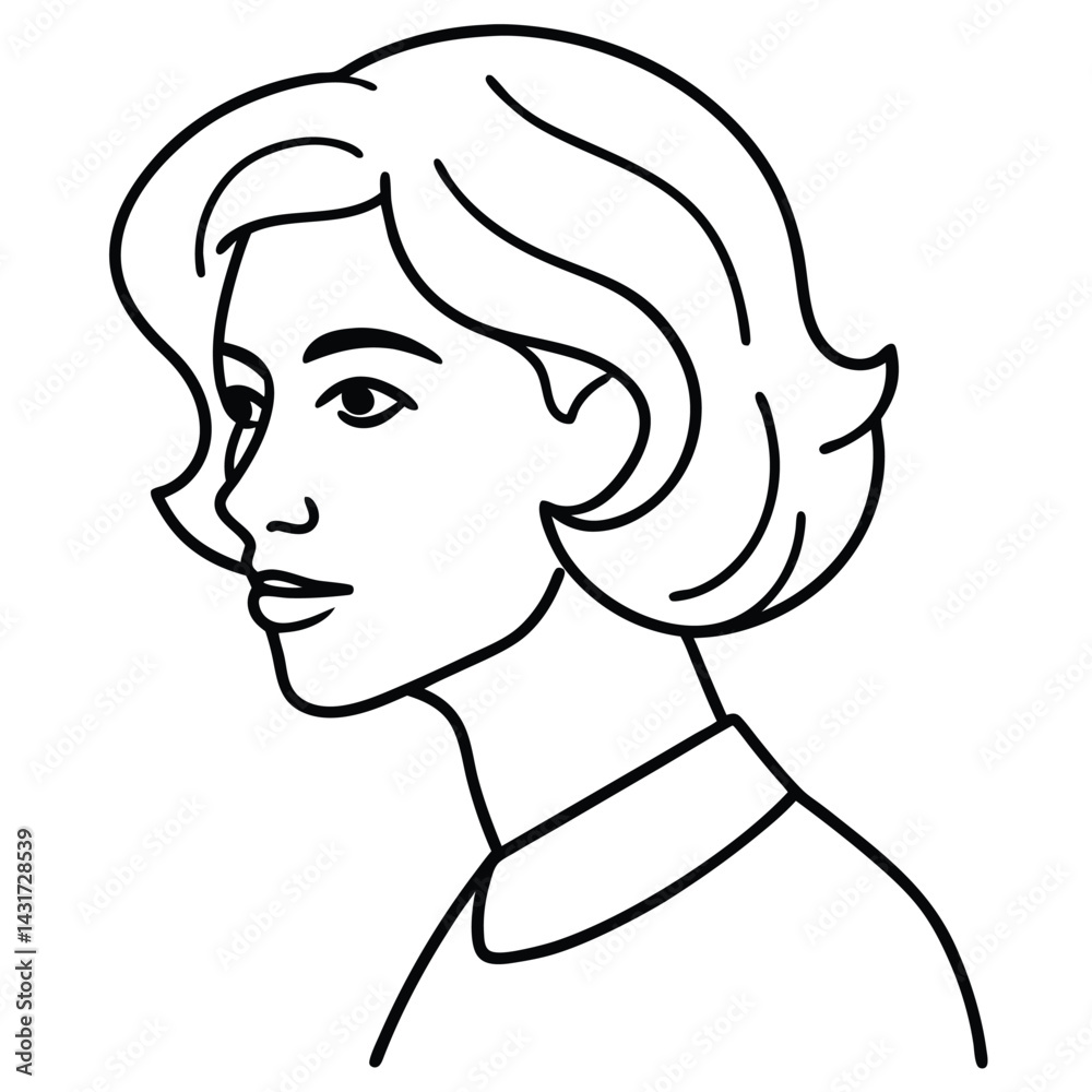 vector illustration of a woman hair style
