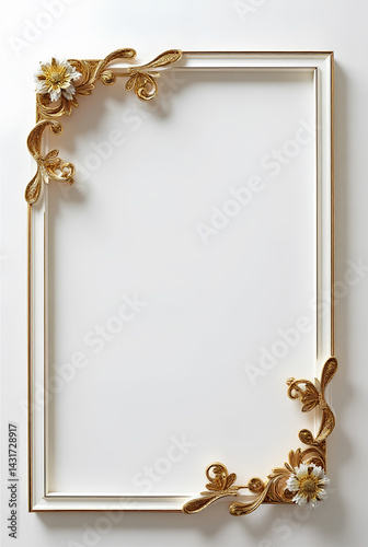 Photo and Artwork Frame. White and Gold. Mockup